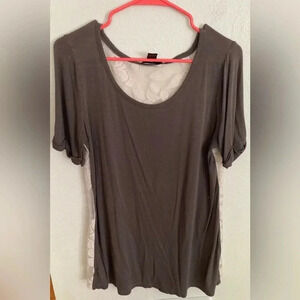 BKE Y2K Lace Back Blouse Size Medium Brown